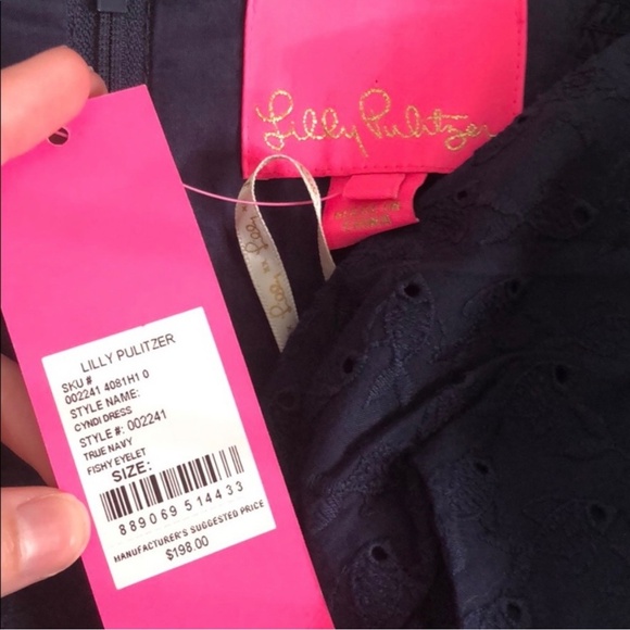 Like New [Lilly Pulitzer] Navy Blue <Cyndi> Eyelet Midi Dress | 00 · XXS - Picture 13 of 16